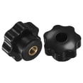 thumbnail image 1 of Uxcell 2-Pack 7 Pomos de Estrella, Rosca Hembra M8 40mm Cabeza de Siete Puntas con Agujero Pasante Manijas de Sujeción [Negro], 1 of 1