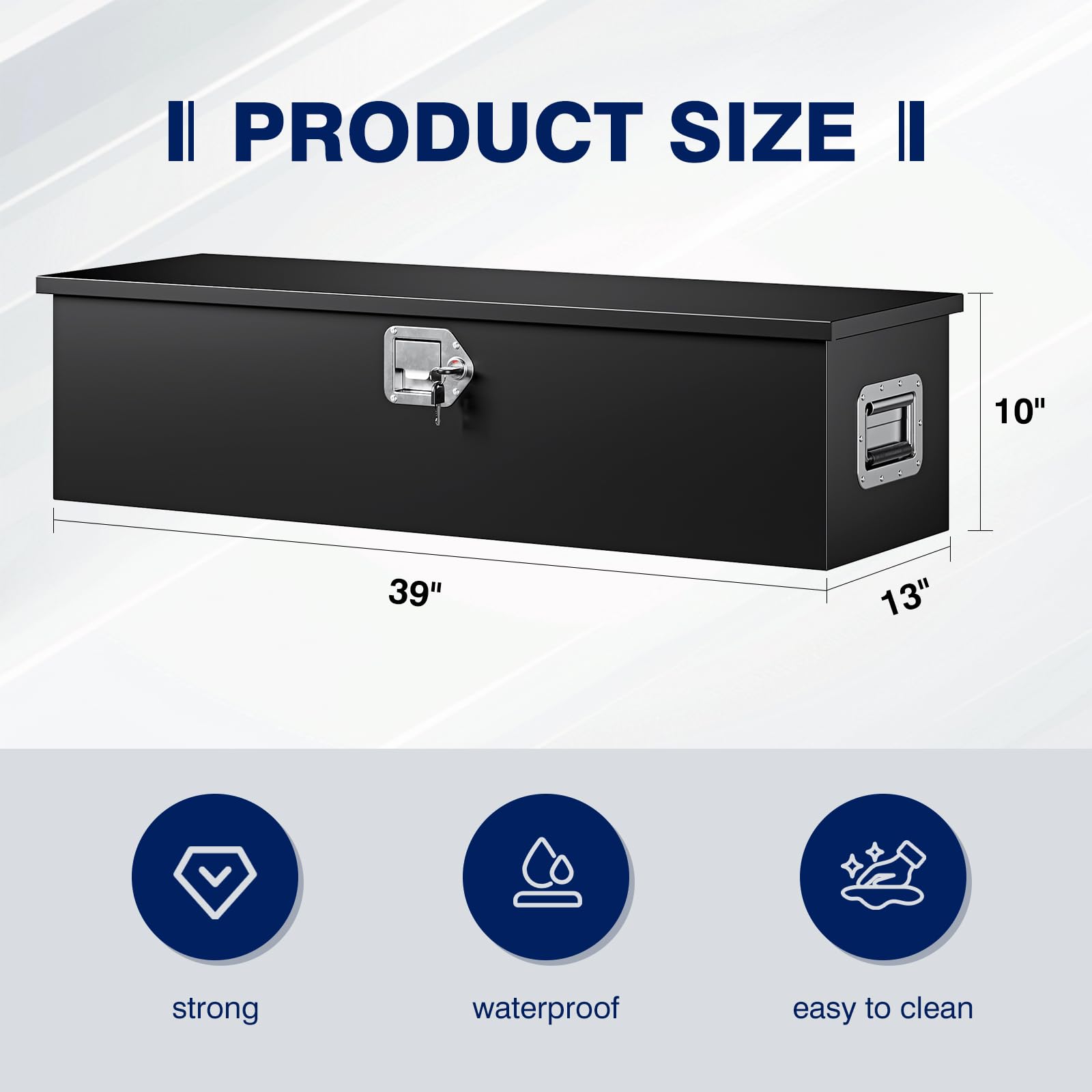 MIIIKO 39 Inch Steel Heavy Duty Truck Bed Tool Box, Trailer Tongue Tool Box with Lock and Keys, Utility Trailer Tool Box for Truck, Pickup, RV, Trailer