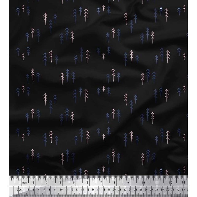 Soimoi Black polyester Crepe Fabric Arrows Arrow Fabric Prints By Yard 52 Inch Wide