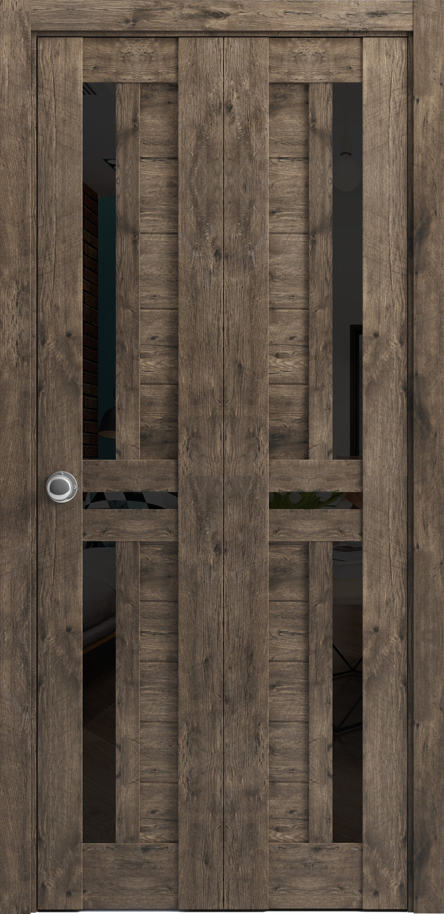 Sliding French Pocket Door 18 x 80 inches Quadro 4445 Cognac Oak with