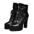 thumbnail image 5 of Oyedens Combat Boots for Women Vintage Gothic Black Leather Platform High Heels Dress Ankle Booties, 5 of 6