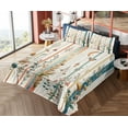 thumbnail image 4 of Ambesonne Botanical Fitted & Top Sheet Set with Shams, Woodland Bohemian Stripes, Petrol Blue Salmon White, 4 of 5