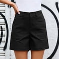 thumbnail image 4 of Aimik Women's High Waisted with Pockets Casual Twill Workwear Stretchy Waisted Solid Straight Leg Shorts for Summer, 4 of 6