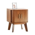 thumbnail image 6 of Pusnapku Bedside Table, 21" Fluted Nightstand with Storage and Sliding Door, Wooden Curved End Table, Small Accent Side Desk for Bedroom, Living Room, 6 of 9