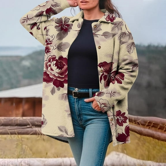 Sakmal Barn Jacket Women Yellow Plus Size Fleece Flannel Coat Streetwear Winter Jackets for Women XL