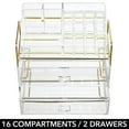 thumbnail image 3 of mDesign Plastic Cosmetic Storage Organizer Caddy, 16 Section - Soft Brass/Clear, 3 of 7