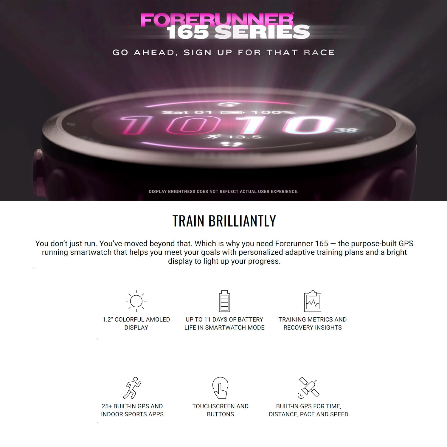 Garmin Forerunner 165 GPS Running Smartwatch (Mist Gray and Whitestone) Bundle with Focus 9H Tempered Glass Screen Protector Film (42mm, 3-Pack) (2 Items)