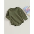 thumbnail image 3 of Bagilaanoe Newborn Baby Girl Oversized Romper Sweatshirt Long Sleeve Bodysuits Waffle Pullover 6M 12M 18M 24M Infant Casual Tee Tops, 3 of 8