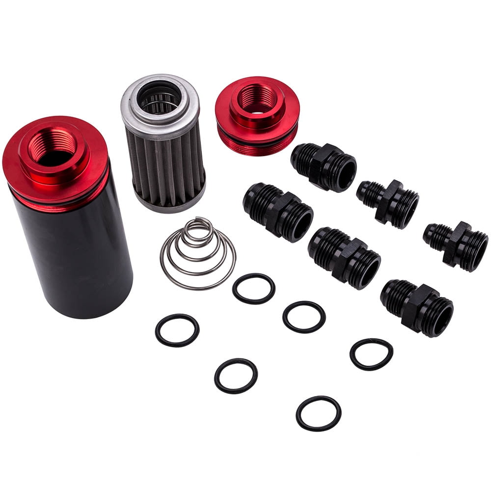 Inline Fuel Filter 100 Micron Cleanable Fuel Filter Kit AN6 AN8 AN10 SS