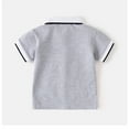 thumbnail image 3 of Baby Boys Polo Shirts & Tops Solid Color Button Down Lapel Short Sleeve Casual Comfortable Soft Pullover Tee Shirts Outwear,Gray,12-18 Months, 3 of 3