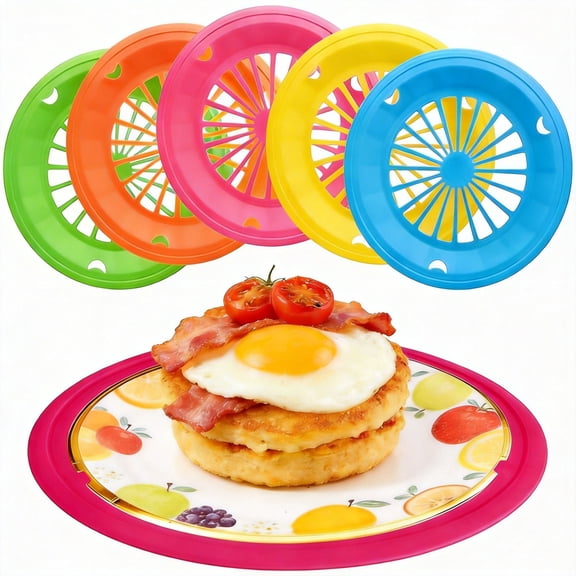 15-Pack Plastic Paper Plate Holders with Snap-in Grooves, 10.5-Inch Reusable Heavy Duty Plate Supports, 5 Assorted Colors for Picnic, Party & Dinner, 15 Count