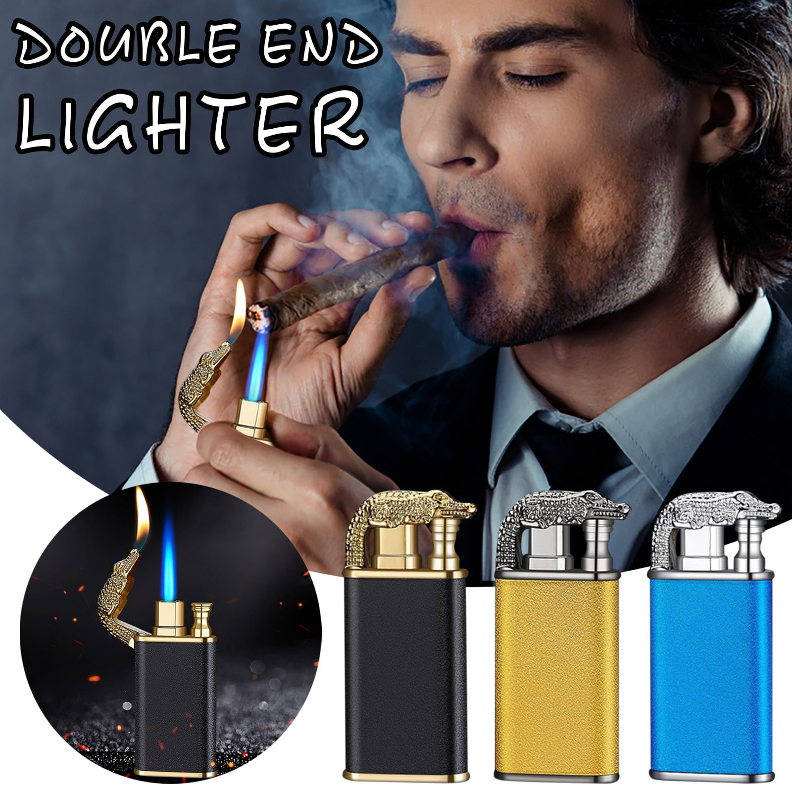 WBD Dragon Magic Double Flame Cigarette Lighter Luminous Cigar