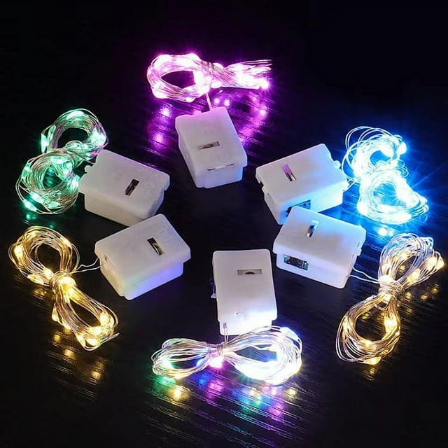 Cadena de luces LED de color con batería de botón AG13 de alambre de cobre de Liangcheng, cadena de luces decorativas con forma de estrella y alambre de cobre