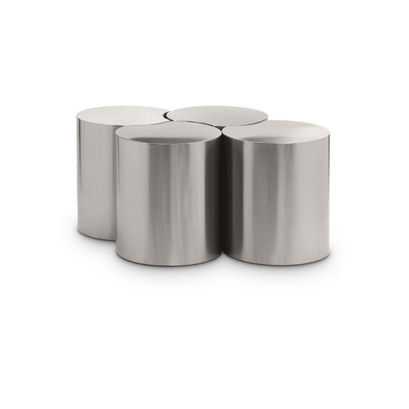Meridian Furniture Dimple 4 Piece Silver Iron Metal Coffee Table