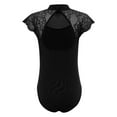 thumbnail image 2 of Haitryli Kids Girls Cap Sleeve Floral Lace Ballet Dance Leotard Backless Gymnastics Jumpsuit One Piece Bodysuit Dancewear Black 13-14, 2 of 5