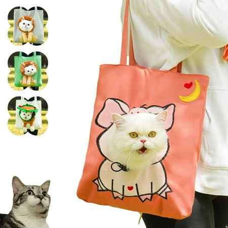 Dog/Cat Out Bag  Cute Cartoon Hands Free Show Head Sling Carrier Restrainer Shoulder Bag for Outdoor Travel (Piggy  Medium) C43
