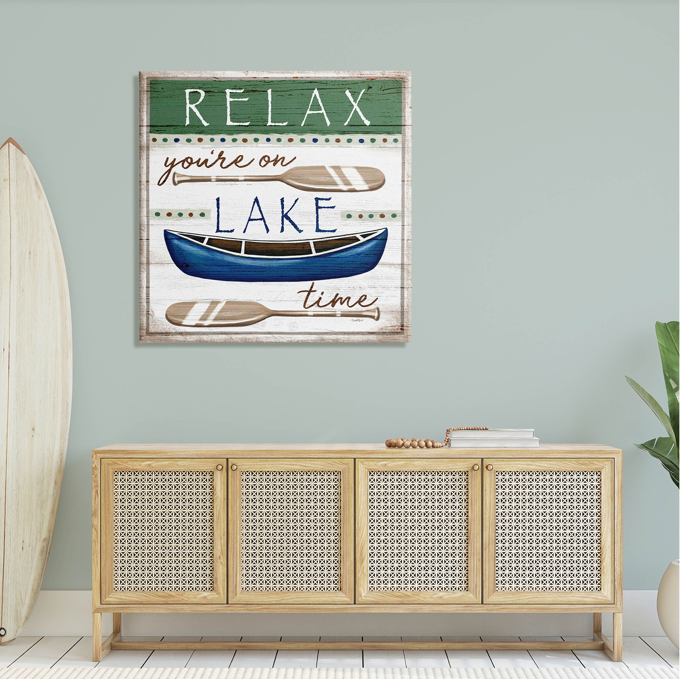 Stupell Industries Lake Time Rustic Canoe Paddle Phrase Graphic Art Gallery Wrapped Canvas Print Wall Art, Design by Elizabeth Tyndall
