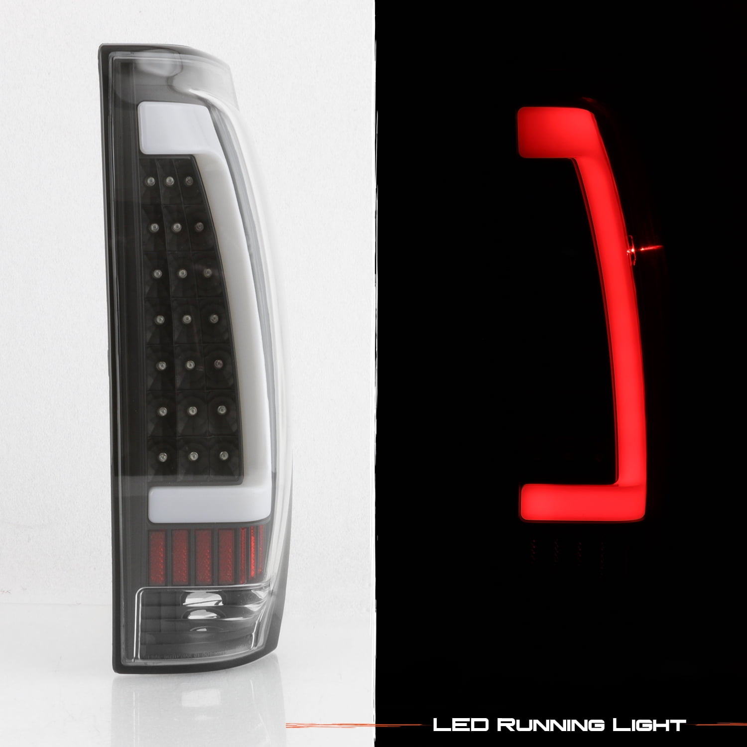 AKKON - Fits 2002-2006 Chevy Avalanche 1500 2500 LED [Tube Bar] Black Tail Lights Brake Lamp Left+Right Pair 03 04 05