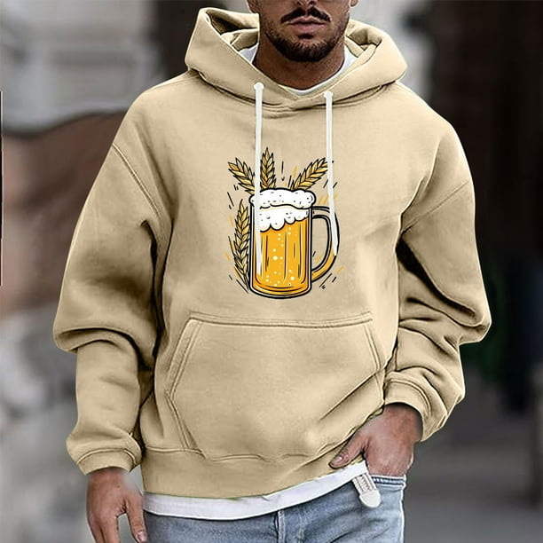 Sudadera con capucha para hombre, estilo casual, con cuello redondo, estampado, manga larga, blusa de poliéster