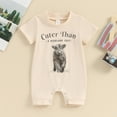 thumbnail image 2 of Gelikeya Bodysuit for Baby Boy Clothes Fashion Graphic Letter Print Short Sleeved Jumpersuit Casual Summer Toddler Rompers (#02 Beige, 3-6 Months), 2 of 4