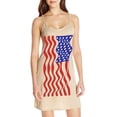 thumbnail image 2 of Leutsin Robe d'Été Décontractée Grande Taille pour Femmes, Robe Slim Ligne A Col en V Imprimé Jour de l'Indépendance Sans Manches, 2 of 4