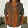 thumbnail image 6 of Favoffer Women's Casual Shirts V-Neck Button Snap Turndown Collar Printed Bamboo Linen Top for Streetwear Daily Vacation Travel, 6 of 7