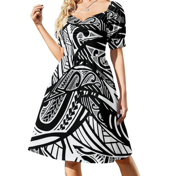 Vestido de manga corta con estampado de poliéster en blanco y negro vestidos de noche para mujer Vestido de noche para mujer Vestido