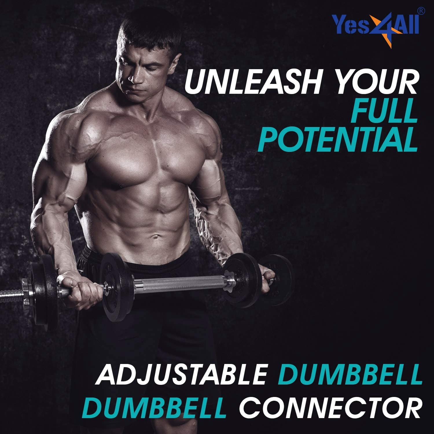 Yes4All 60 lbs Adjustable Dumbbell (30 lbs x 2 pcs) + Dumbbell Bar Connector, Combo/Set