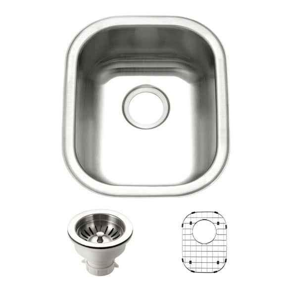 Houzer Club 14 in Stainless Steel Undermount Single Bowl Bar Sink with Strainer and Grid - CS-1407-C