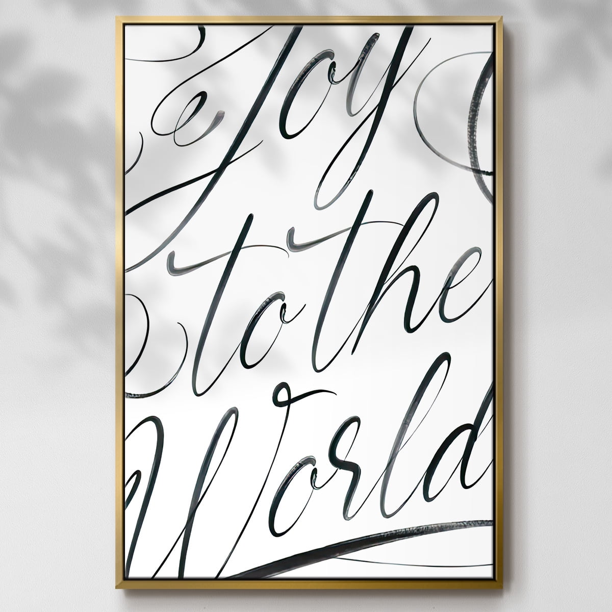 Joy To The World - Framed Gallery Wrapped Holiday Canvas - 17 x 25 - Gold Frame