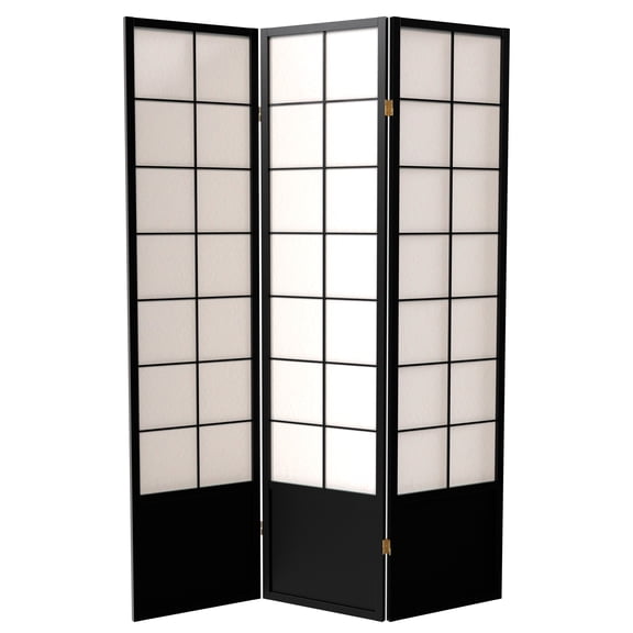 6 ft. Tall Premium Japanese Design Wide Window Pane Screen - Black - 3 Panels