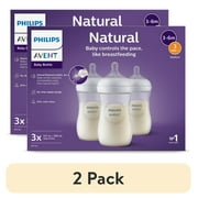 (2 pack) Philips Avent Natural Baby Bottles with Natural Response Nipples (Medium Flow, Flow 3), 9oz, 3-Pack, SCY903/93