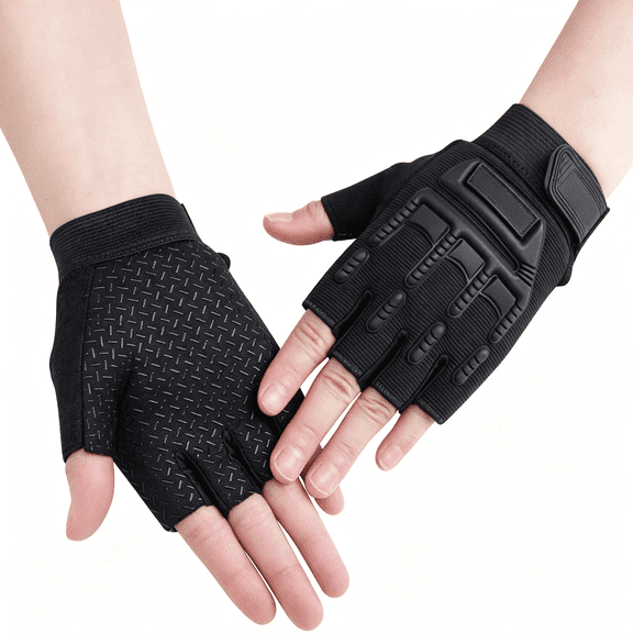 TELOLY Kids Half Finger Cycling Gloves - Breathable Non Slip Bike Riding Gloves with Uv Protection for Boys & Girls Aged 6-10 Breathable Non Slip Half Finger Bike Gloves
