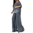 thumbnail image 2 of Women'S 2 Piece Outfits Set Glitter Top Wide Leg Pants Casual Crew Neck Sequin Suit Grey XXXL, 2 of 8