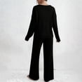 thumbnail image 5 of vigerkar 2 Piece Outfits for Women Long Sleeve Vneck Tops and Wide Leg Pants Ribbed Matching Lounge Set (Black, XL), 5 of 7