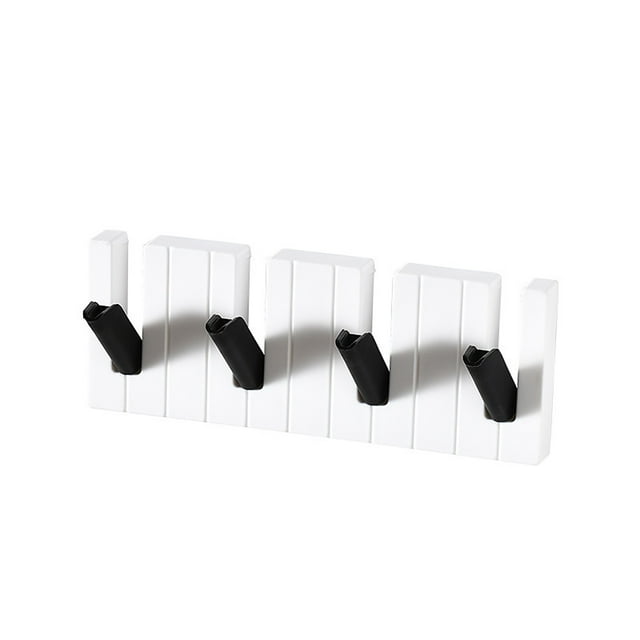Under 10 Rack 4 Hooks Piano Keys Wall Mounted Coat Rack Wall Decor Hat Storage Rack