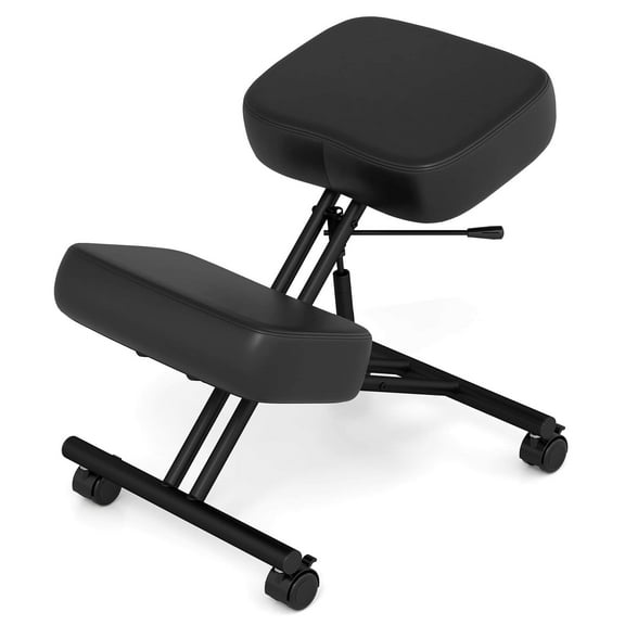 Costway 1 PCS Height Adjustable Kneeling Chair with Angled Seat to Relieve Pain Universal Wheels