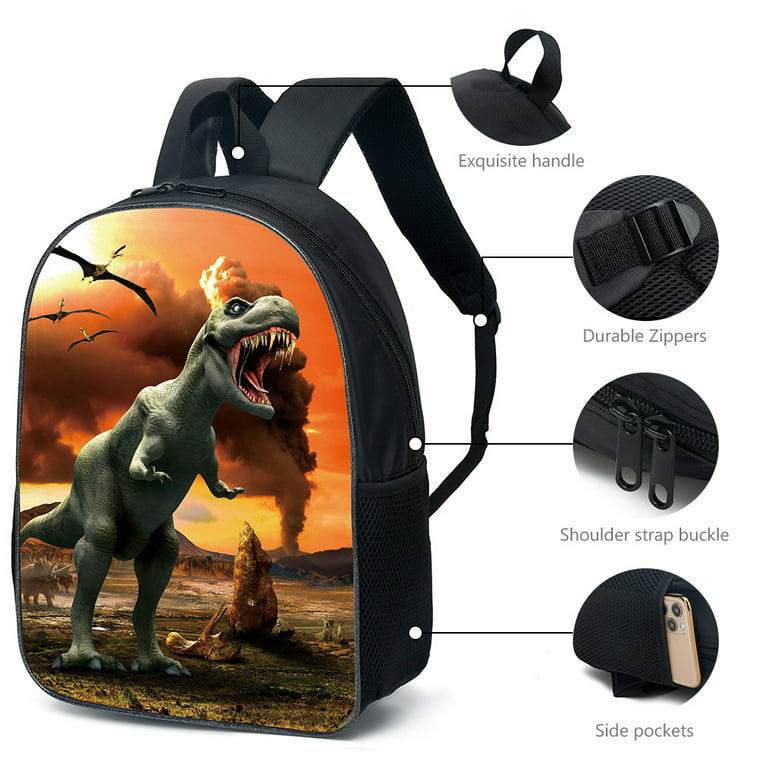 Children's Dinosaurs Backpack with Side Pocket