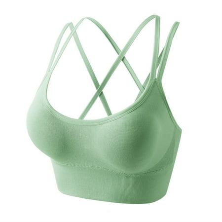 

Strappy Sports Bra Cross Back Sport Bras Padded Cropped Bras for Yoga Fitness Yoga Bra Yoga Bras for Women High Impact Sports Bra Sports Bra Top Fitness Bra Womens Sports Bras Mint Green L