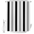thumbnail image 2 of Black Gray Striped Waterproof Fabric Shower Curtain, Farmhouse Stripe Art Waterproof Fabric Shower Curtain for Bathroom Curtains Bathtubs Hotel Washable Shower Curtains with 12 Hooks Small 36x72in, 2 of 8