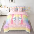 thumbnail image 2 of Homewish Initial H Letter Bedding Comforter Set 7pcs for Girls, Dreamy Galaxy Stars Rainbow Queen Bedding Sets, Cute Princess Style Reversible Queen Sheet Sets, Breathable Home Decor, 2 of 7