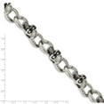 thumbnail image 2 of 12.51mm Stainless Steel Polished and Oxidized With Cubic Zirconia Skulls 9in. Bracelet 9 Inch Link Bracelet for Women, 2 of 2