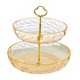 thumbnail image 1 of Soporte para tartas de 2 niveles, platos para aperitivos de frutas con asa, mesa de cena transparente para galletas Dorado, 1 of 9