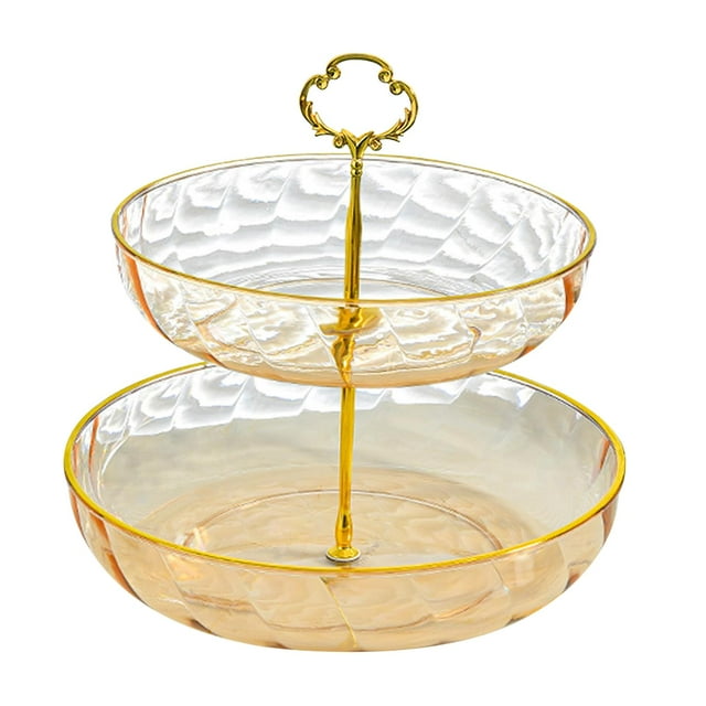 Soporte para cupcakes de 2 niveles, soporte para pasteles, estante para postres, plato de exhibición, mesa para aperitivos y frutas Dorado