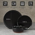 thumbnail image 4 of Onader 12-Piece Plates and Bowls Sets, Dinnerware Sets for 4, Modern Stoneware Dinnerware Set for Home Restaurant, Dishwasher & Microwave Safe, Scratch Resistant, Matte Black, 4 of 9