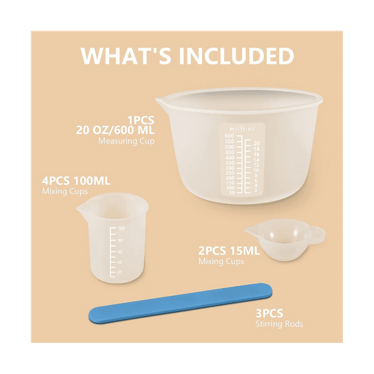 Silicone Measuring Cups for Resin, Resin Supplies with 600&100ml Silicone  Cups, Resin Mixing Cups, Silicone Stir Sticks, Epoxy Mixing Cup