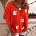 thumbnail image 2 of Towmus Women Flower Print Single- Long Sleeve Knitwear Cardigan Winter V-neck Pullover Cute Cardigan Sweaters, 2 of 6