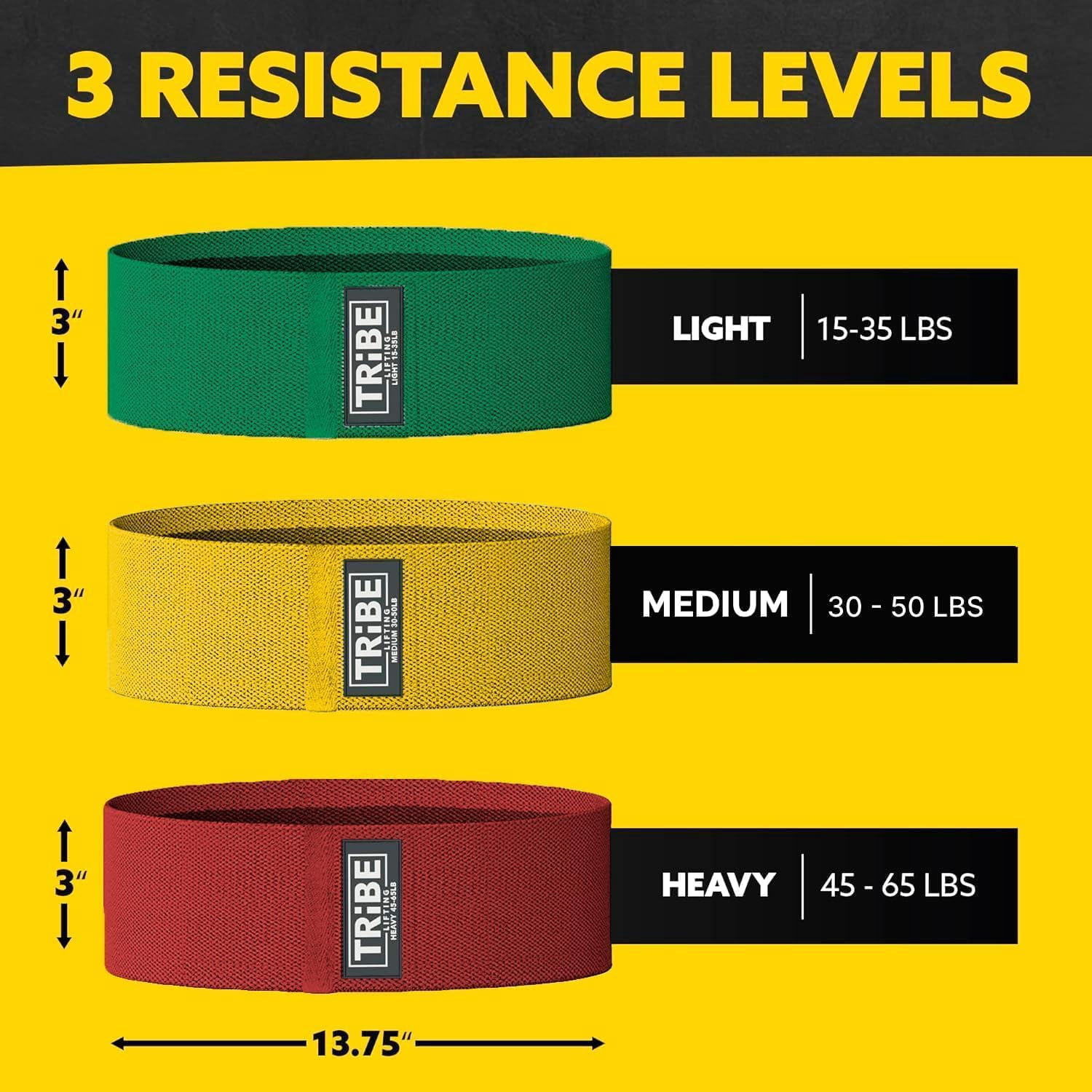 JJEAN-Resistance Bands for Working Out - 3 Pack Fabric Workout Bands for Women and Men - Booty Bands for Legs and Glute - Non Slip Exercise Bands Set for Squat Hip Thigh