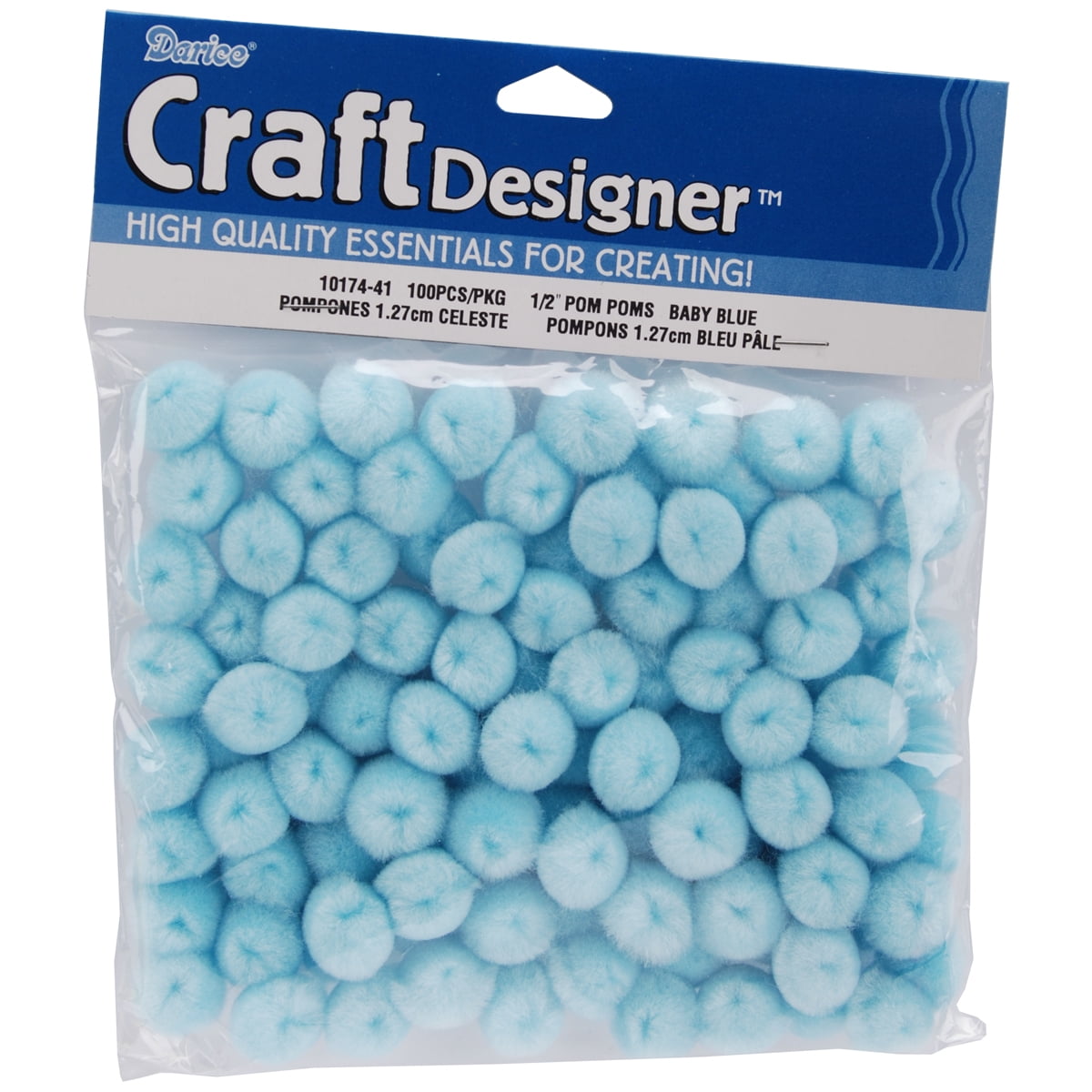 PomPoms .5" 100/PkgLight Blue