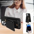 thumbnail image 6 of Nalacover RFID Blocking Wallet Case for iPhone 14 Pro, Shockproof PU Leather Magnetic Button Zipper Purse Card Slots & Kickstand Crossbody Phone Case with Shoulder & Wrist Strap,Black, 6 of 12